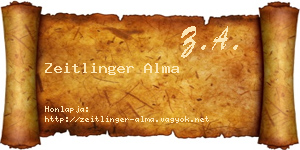 Zeitlinger Alma névjegykártya